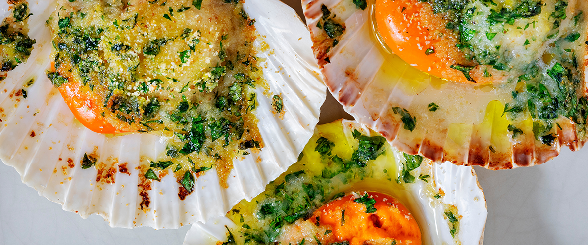 capesante con gratinatura aromatizzata