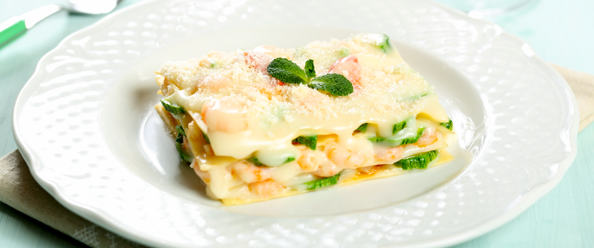 lasagna zucchine e gamberetti